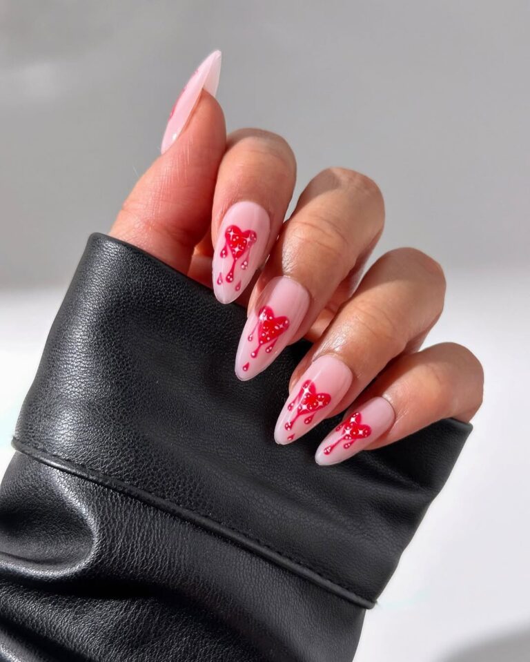 heart valentines nails